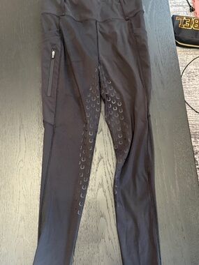 Black Full-Seat Riding Tights with Grip Knee Patches
